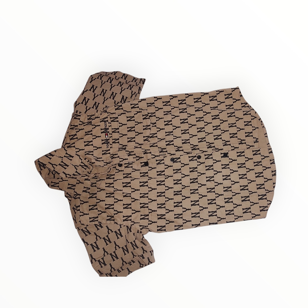 Designer Tan and Black Patterned Men's Shirt